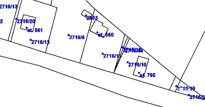 Parcela st. 2716/11 v KÚ Drahotuše, Katastrální mapa
