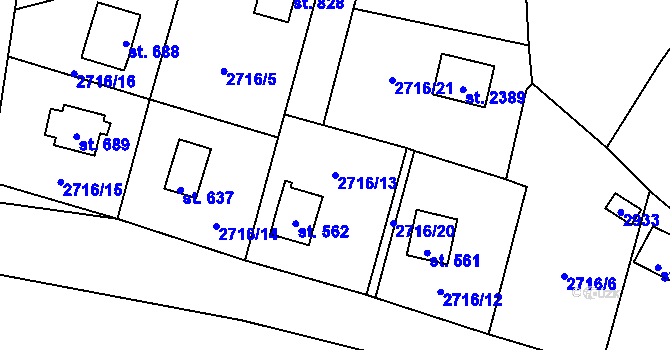 Parcela st. 2716/13 v KÚ Drahotuše, Katastrální mapa