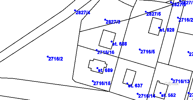 Parcela st. 2716/16 v KÚ Drahotuše, Katastrální mapa
