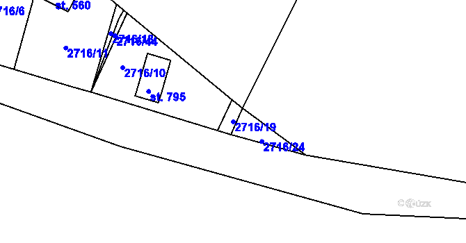 Parcela st. 2716/19 v KÚ Drahotuše, Katastrální mapa