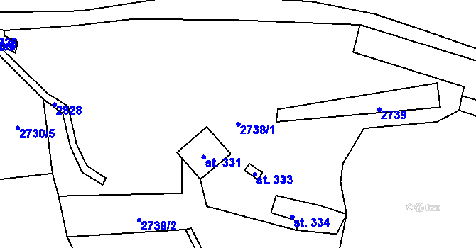 Parcela st. 2738/1 v KÚ Drahotuše, Katastrální mapa