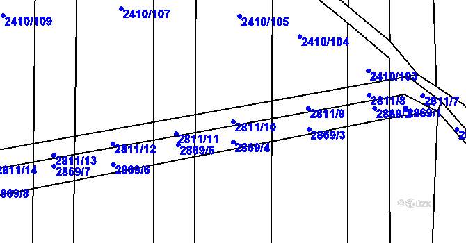 Parcela st. 2811/10 v KÚ Drahotuše, Katastrální mapa