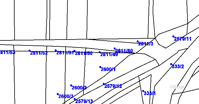 Parcela st. 2811/49 v KÚ Drahotuše, Katastrální mapa