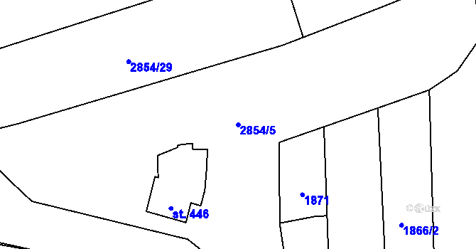Parcela st. 2854/5 v KÚ Drahotuše, Katastrální mapa