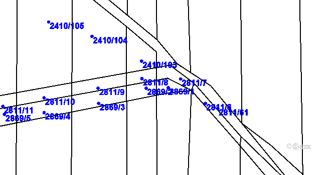 Parcela st. 2869/1 v KÚ Drahotuše, Katastrální mapa