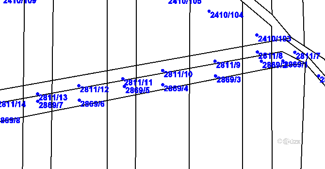 Parcela st. 2869/4 v KÚ Drahotuše, Katastrální mapa