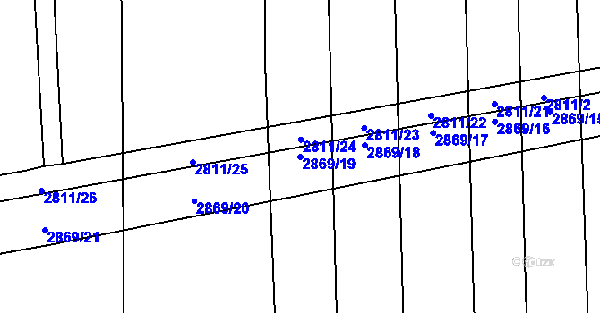 Parcela st. 2869/19 v KÚ Drahotuše, Katastrální mapa