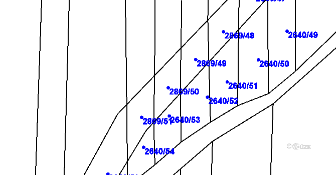 Parcela st. 2869/50 v KÚ Drahotuše, Katastrální mapa