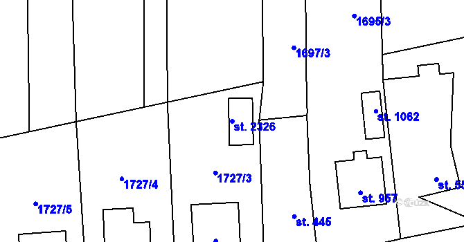 Parcela st. 2326 v KÚ Drahotuše, Katastrální mapa