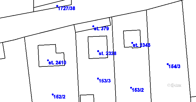 Parcela st. 2328 v KÚ Drahotuše, Katastrální mapa