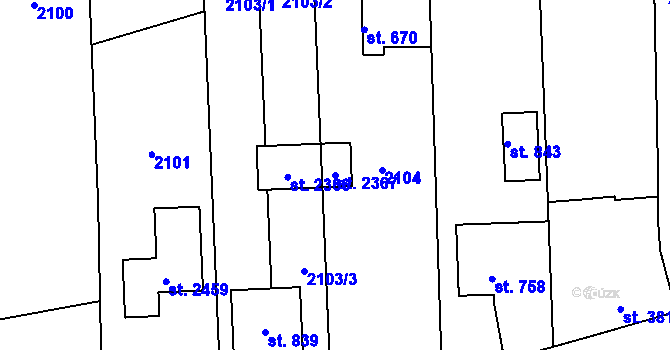 Parcela st. 2367 v KÚ Drahotuše, Katastrální mapa