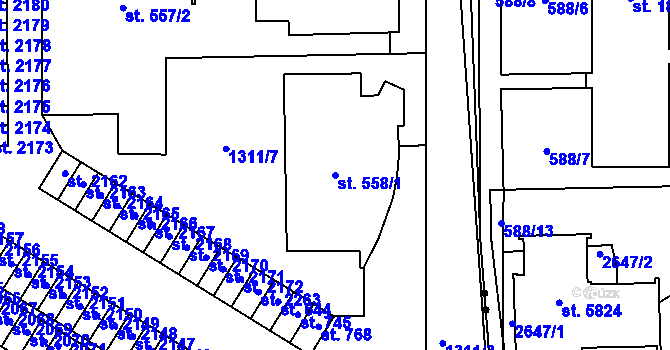 Parcela st. 558/1 v KÚ Drahotuše, Katastrální mapa