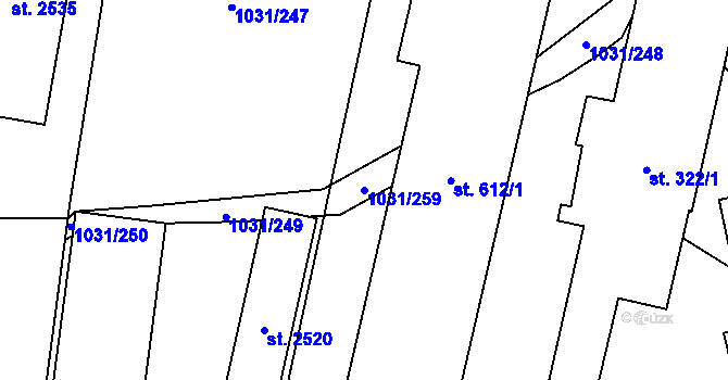 Parcela st. 1031/259 v KÚ Drahotuše, Katastrální mapa