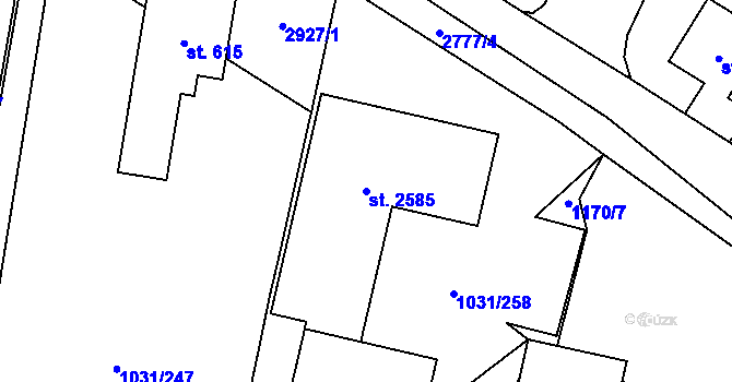 Parcela st. 2585 v KÚ Drahotuše, Katastrální mapa