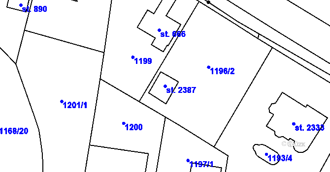 Parcela st. 2387 v KÚ Drahotuše, Katastrální mapa