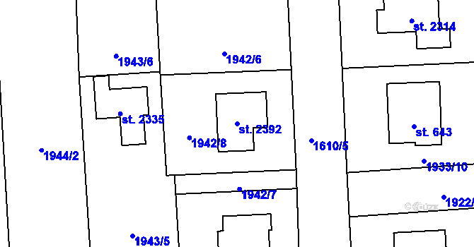 Parcela st. 2392 v KÚ Drahotuše, Katastrální mapa