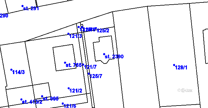 Parcela st. 2390 v KÚ Drahotuše, Katastrální mapa