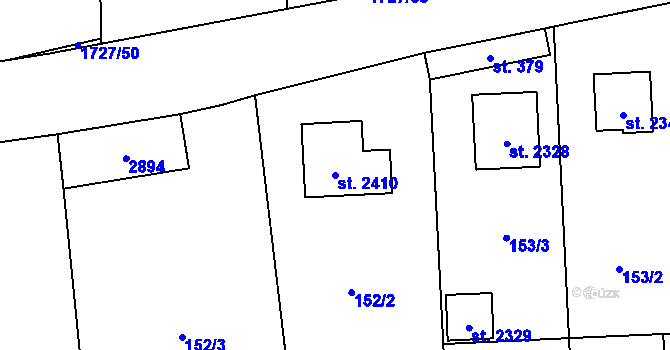 Parcela st. 2410 v KÚ Drahotuše, Katastrální mapa