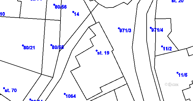 Parcela st. 19 v KÚ Drahouš, Katastrální mapa