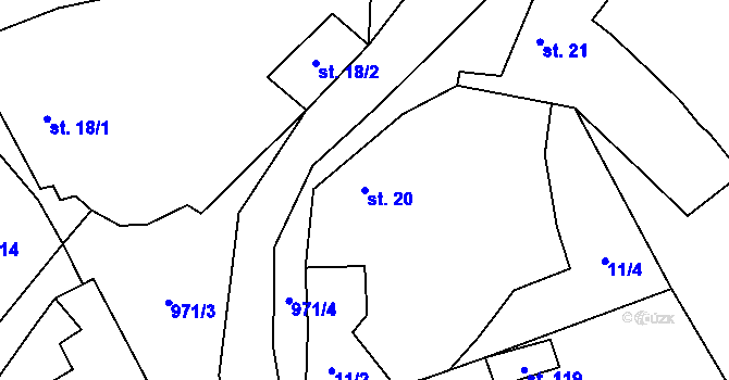 Parcela st. 20 v KÚ Drahouš, Katastrální mapa