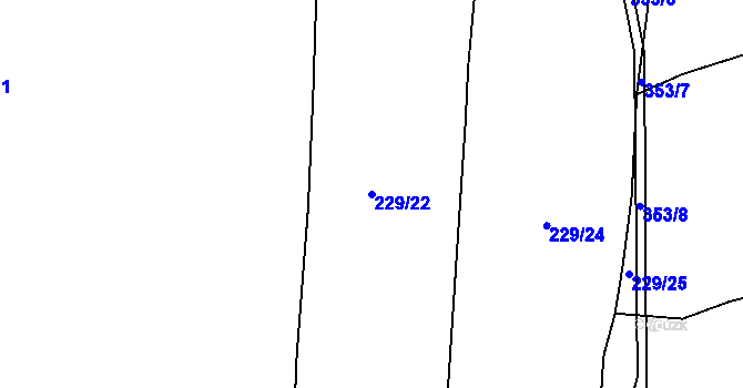 Parcela st. 229/22 v KÚ Drahouš, Katastrální mapa