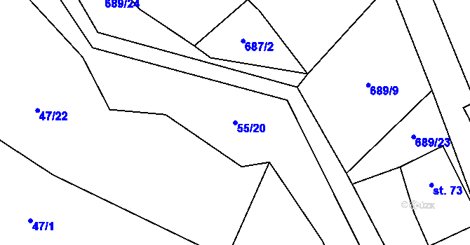Parcela st. 55/20 v KÚ Drahouš, Katastrální mapa