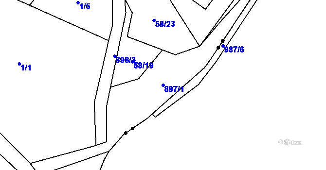 Parcela st. 897/1 v KÚ Tlestky, Katastrální mapa