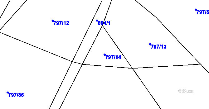 Parcela st. 797/14 v KÚ Tlestky, Katastrální mapa