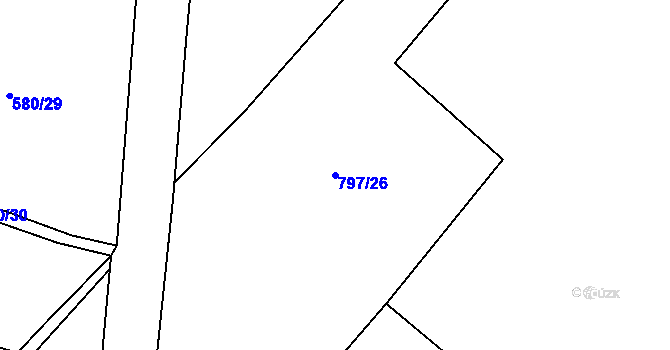 Parcela st. 797/26 v KÚ Tlestky, Katastrální mapa