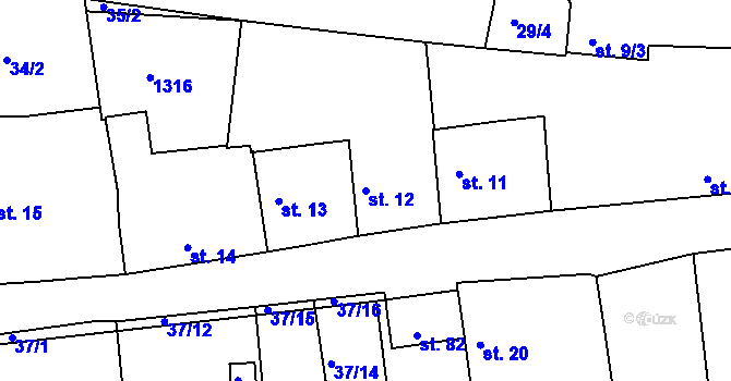 Parcela st. 12 v KÚ Drahov, Katastrální mapa