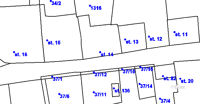Parcela st. 14 v KÚ Drahov, Katastrální mapa