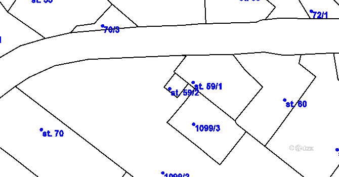 Parcela st. 59/2 v KÚ Drahov, Katastrální mapa