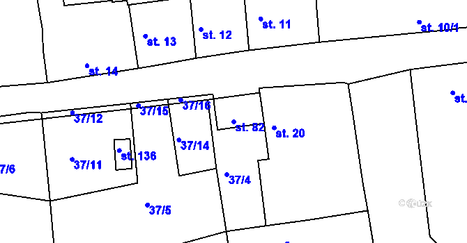 Parcela st. 82 v KÚ Drahov, Katastrální mapa