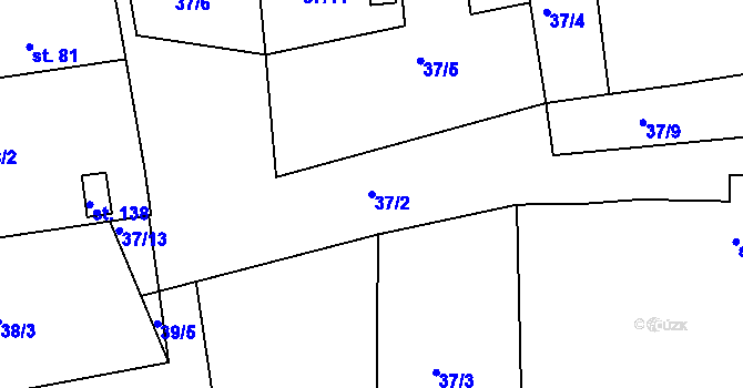 Parcela st. 37/2 v KÚ Drahov, Katastrální mapa