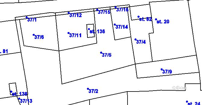 Parcela st. 37/5 v KÚ Drahov, Katastrální mapa