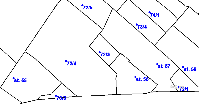 Parcela st. 72/3 v KÚ Drahov, Katastrální mapa