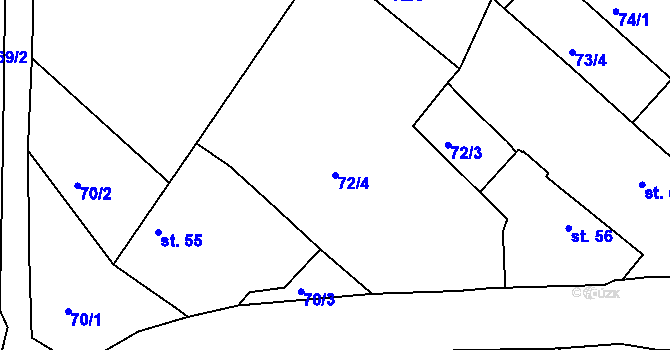 Parcela st. 72/4 v KÚ Drahov, Katastrální mapa
