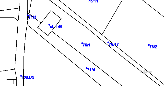 Parcela st. 76/1 v KÚ Drahov, Katastrální mapa