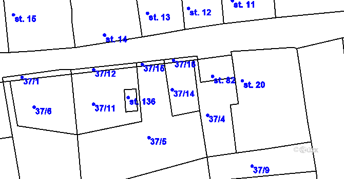 Parcela st. 37/14 v KÚ Drahov, Katastrální mapa