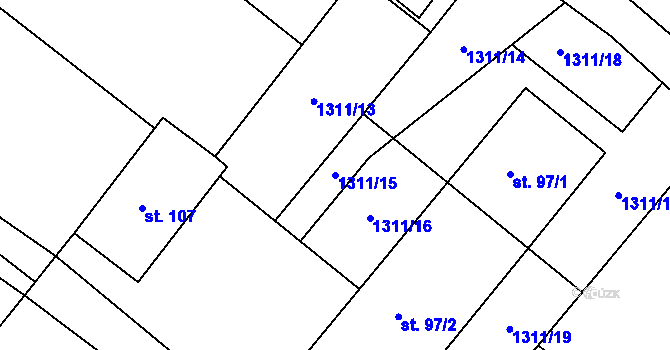 Parcela st. 1311/15 v KÚ Drahov, Katastrální mapa