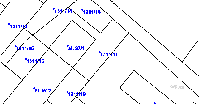 Parcela st. 1311/17 v KÚ Drahov, Katastrální mapa