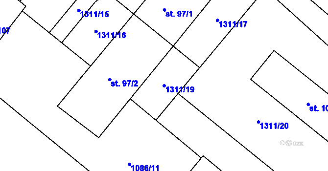 Parcela st. 1311/19 v KÚ Drahov, Katastrální mapa