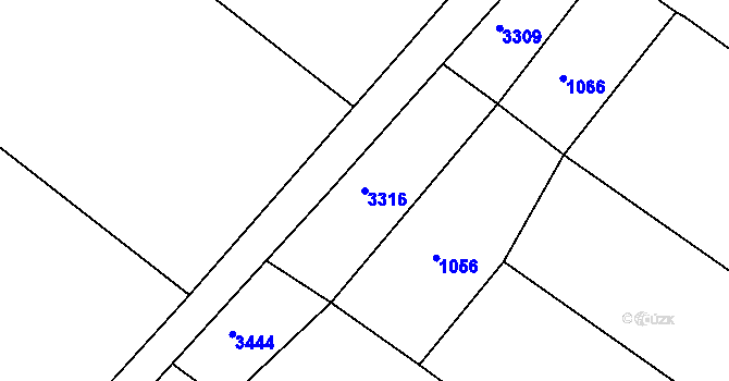 Parcela st. 3316 v KÚ Drahov, Katastrální mapa