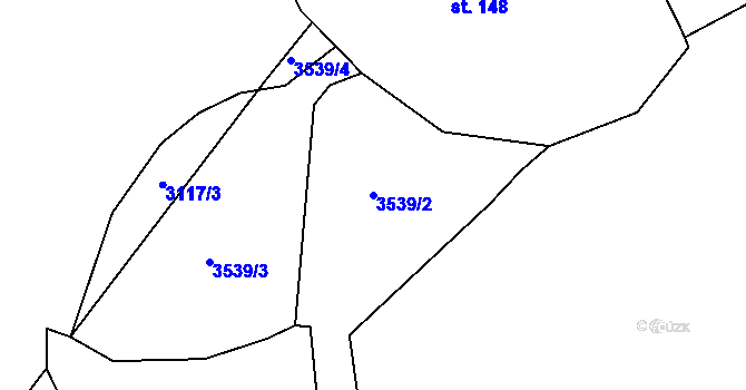 Parcela st. 3539/2 v KÚ Drahov, Katastrální mapa