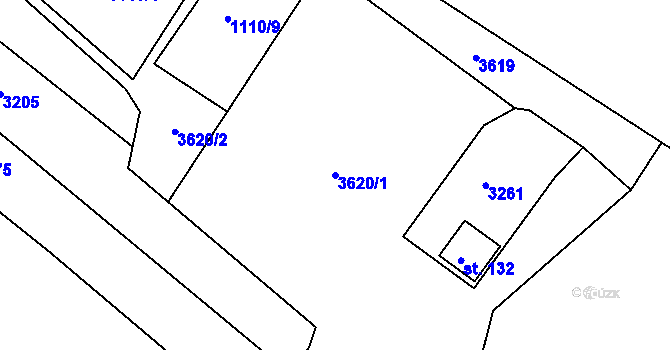 Parcela st. 3620/1 v KÚ Drahov, Katastrální mapa