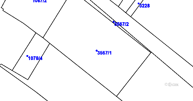 Parcela st. 3567/1 v KÚ Drahov, Katastrální mapa