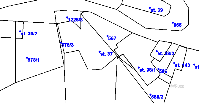 Parcela st. 37 v KÚ Božkovice, Katastrální mapa