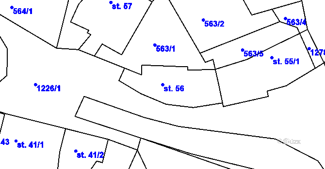 Parcela st. 56 v KÚ Božkovice, Katastrální mapa