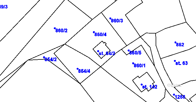Parcela st. 64/2 v KÚ Božkovice, Katastrální mapa