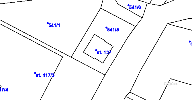 Parcela st. 137 v KÚ Božkovice, Katastrální mapa